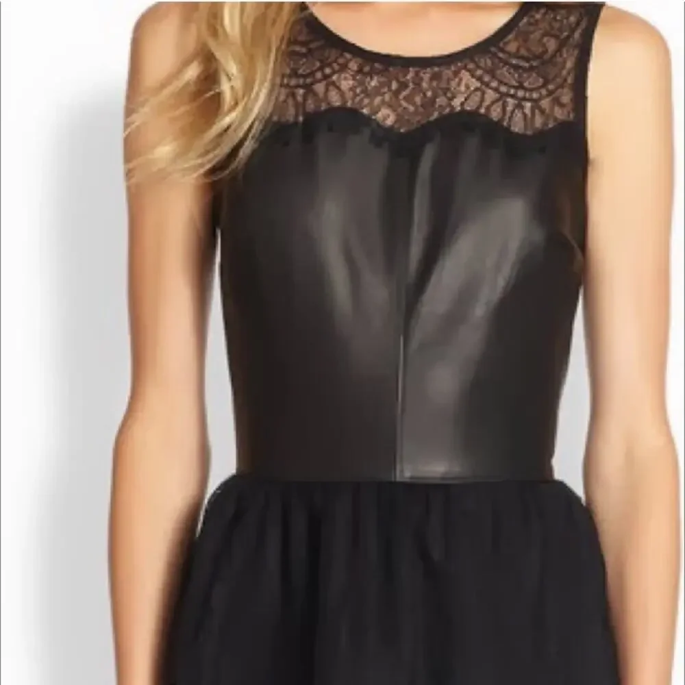 PJK | Italian Leather Lace Tank Top Black S